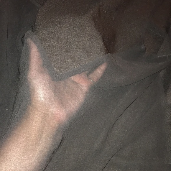 Black  large semi sheer front solid black sleeveless button down top - Picture 12 of 13